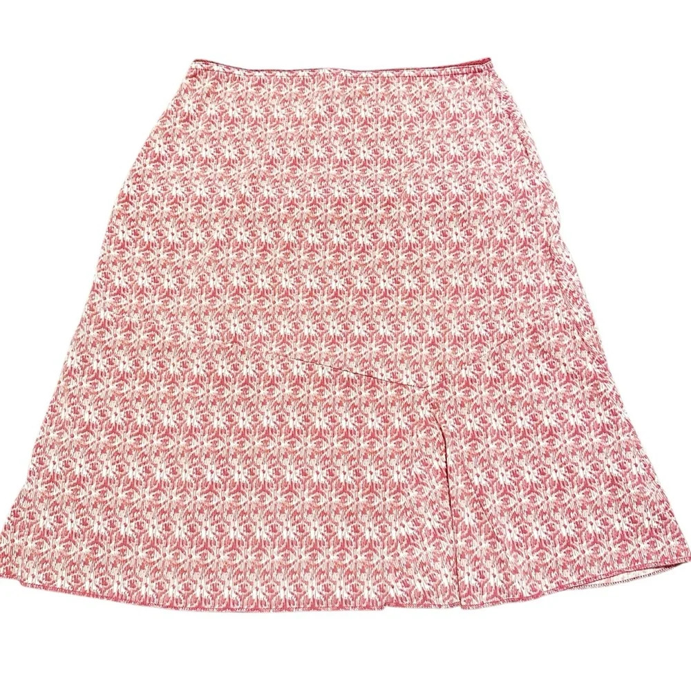 Y2K Old Navy Pink and white midi skirt with elastic waist size XS - Picture 2 of 10